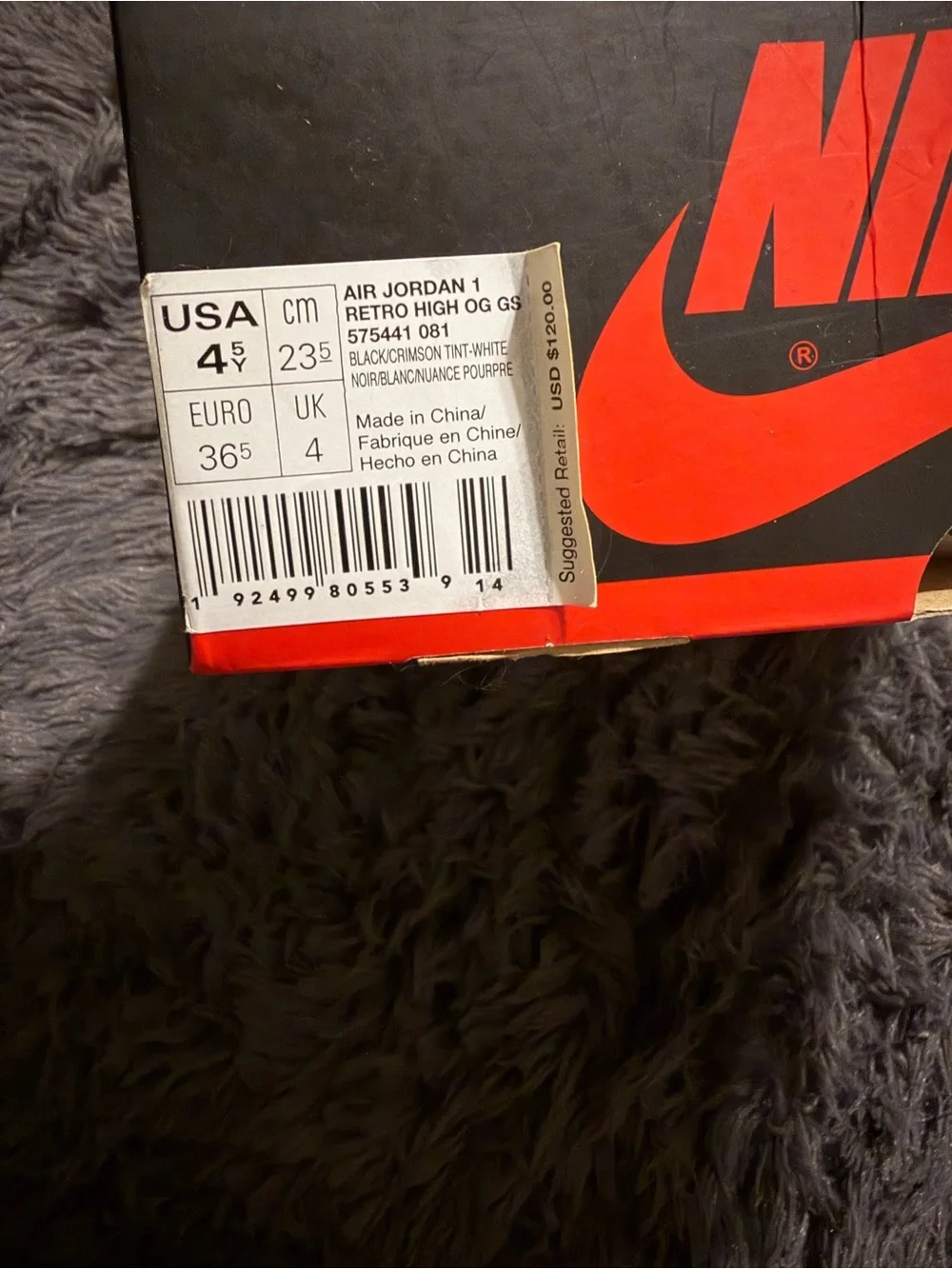 Men’s 4.5 Crimson Tint Jordan 1